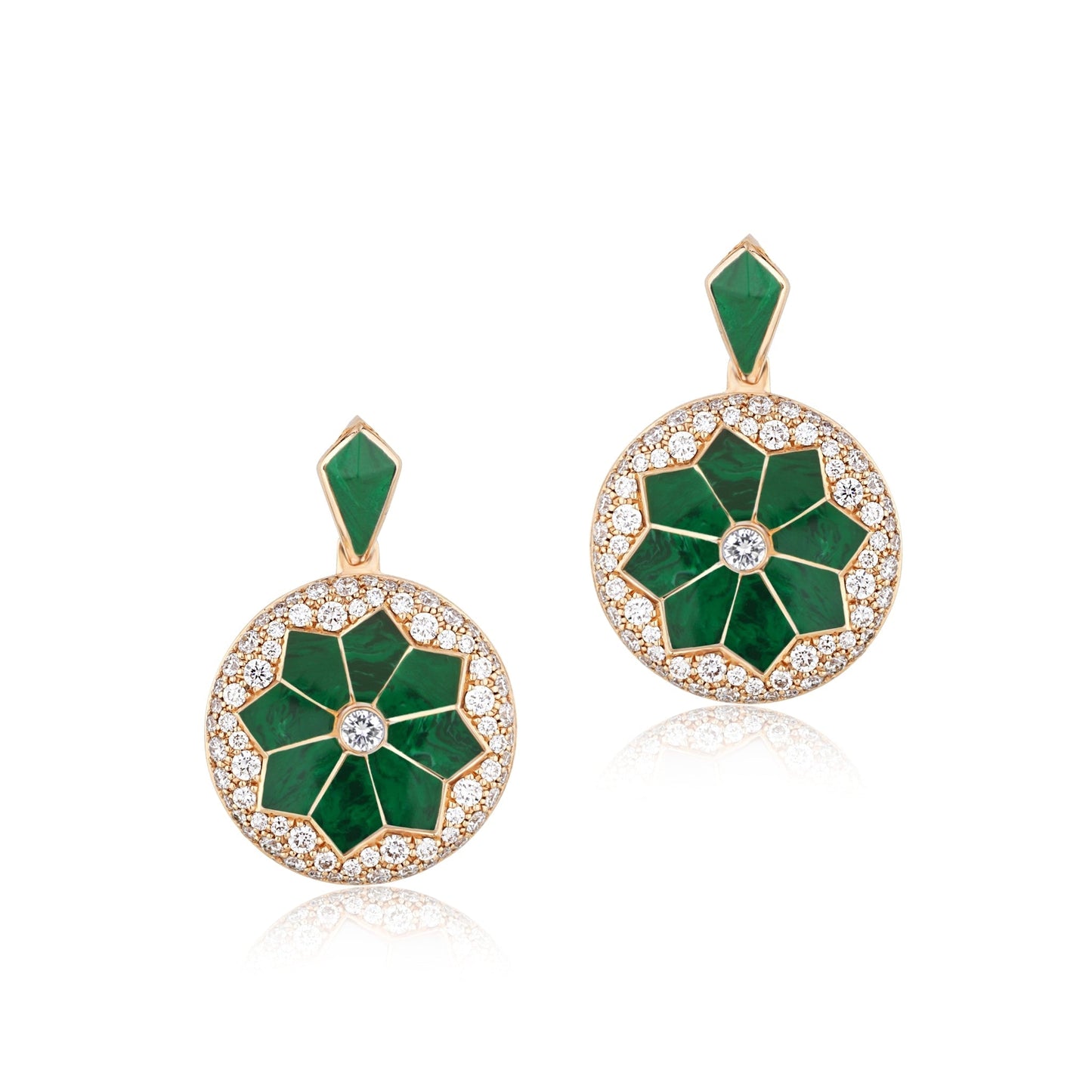 Rose Malachite Round Earrings