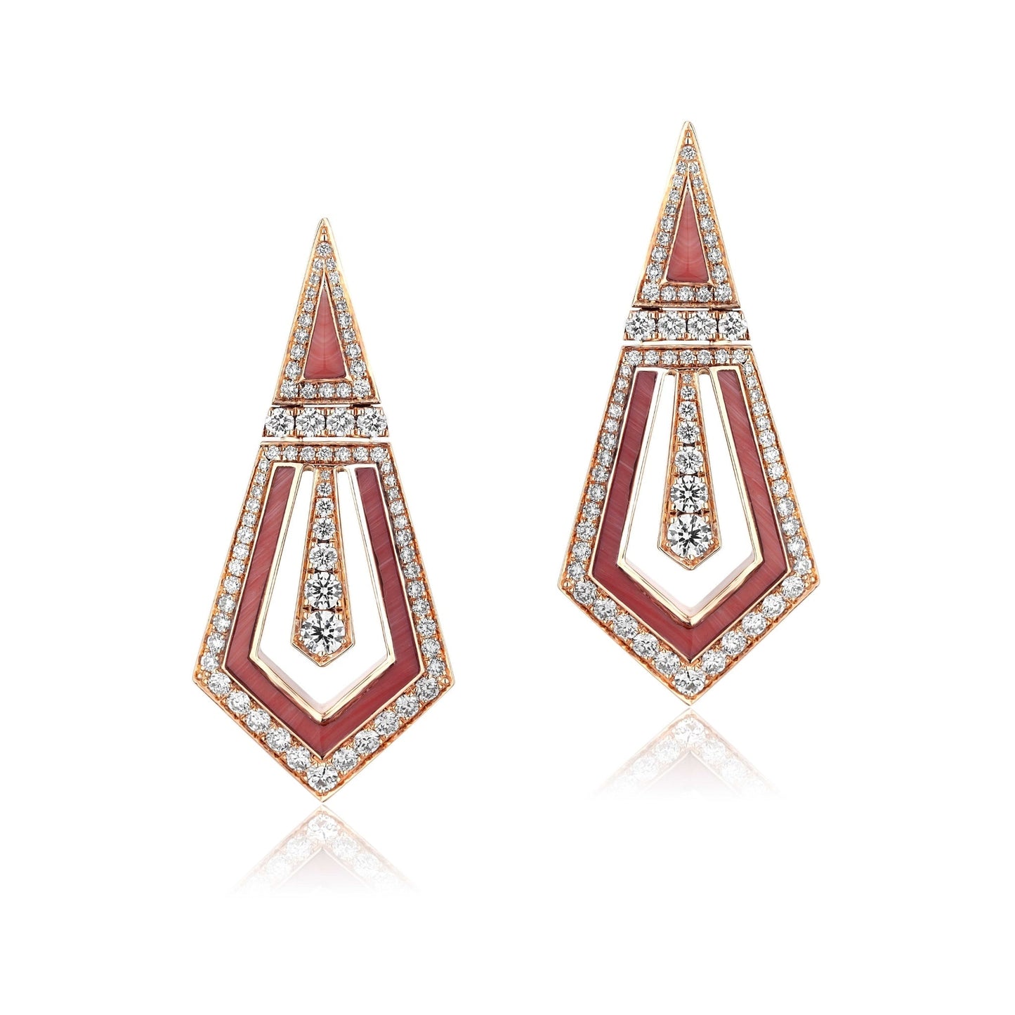 Art Deco Pink Coral Earrings