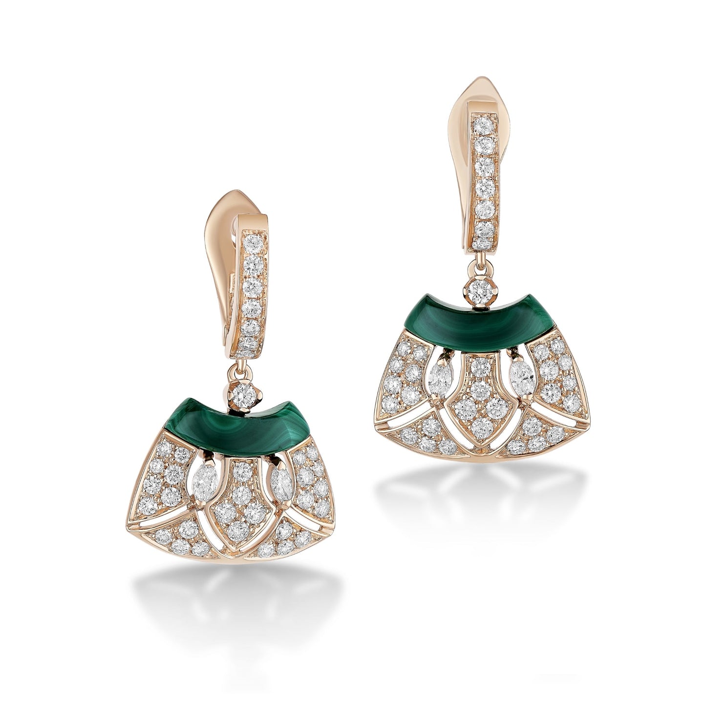 Ballerina Earrings - Diamond & Malachite