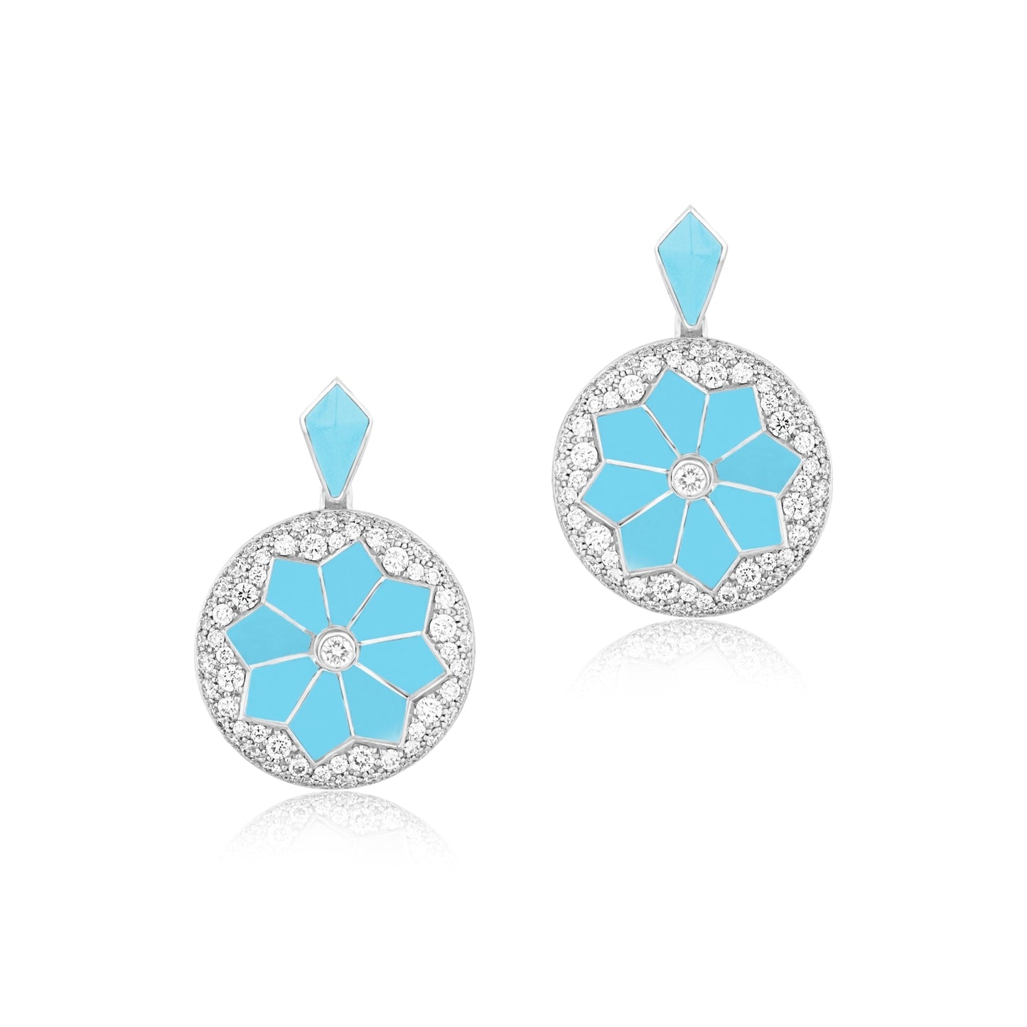 Rose Turquoise Round Earrings