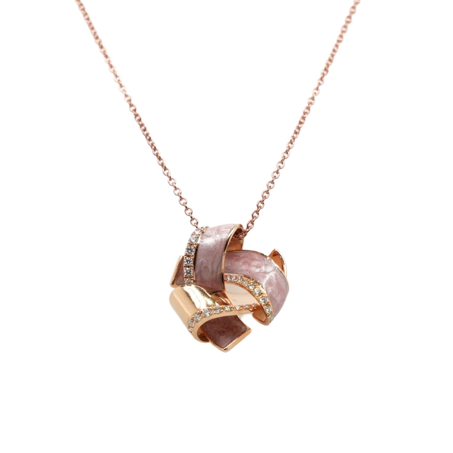 Onda Enamel Pendant, Rose Gold