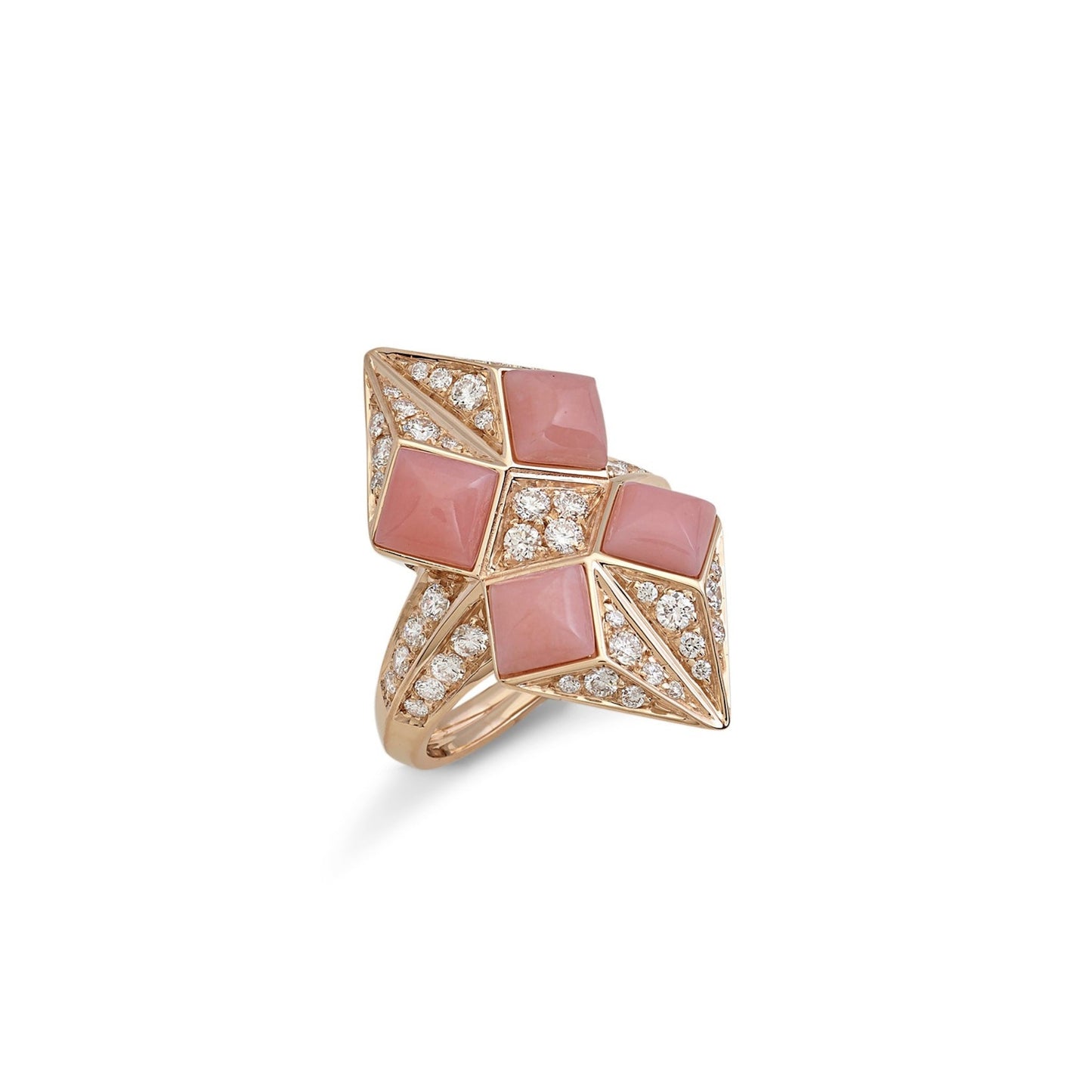Prisma Ring - Diamond & Pink Opal