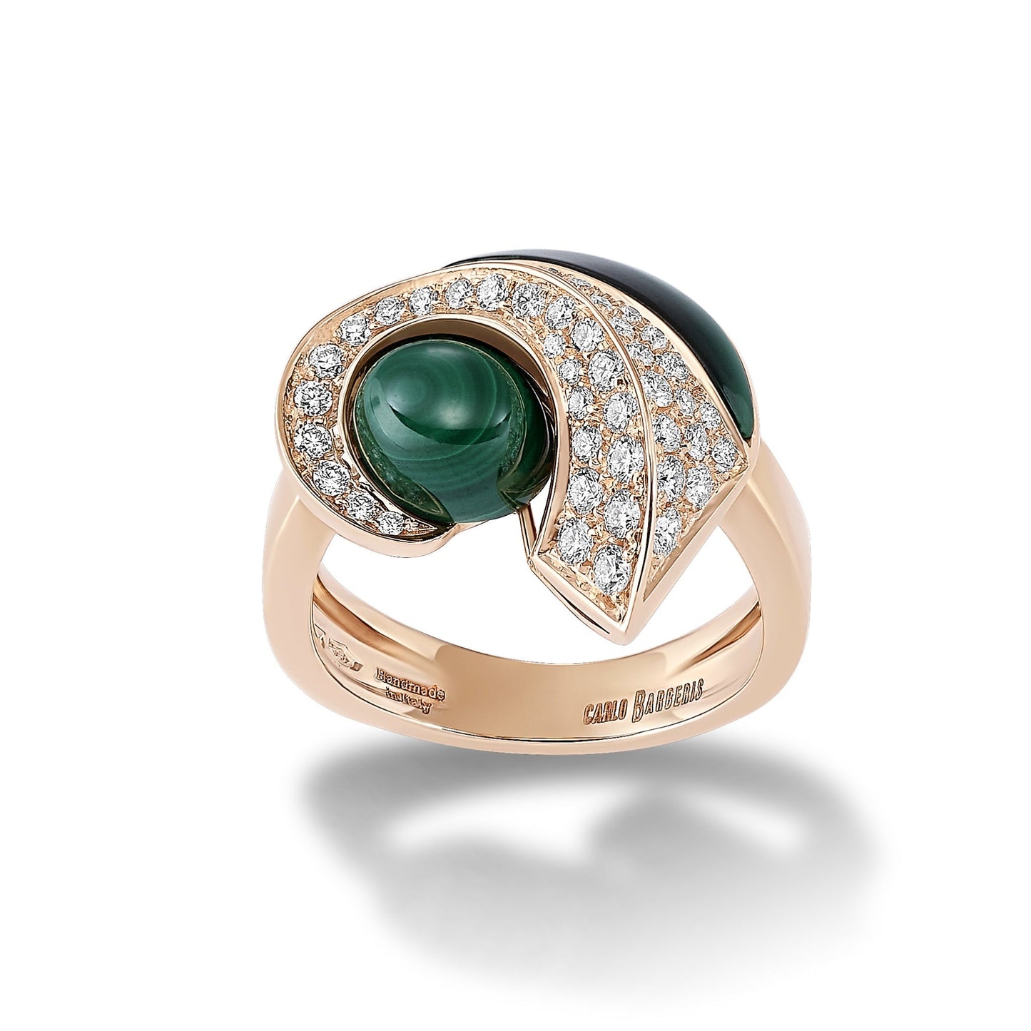 Curl Ring - Diamond & Malachite
