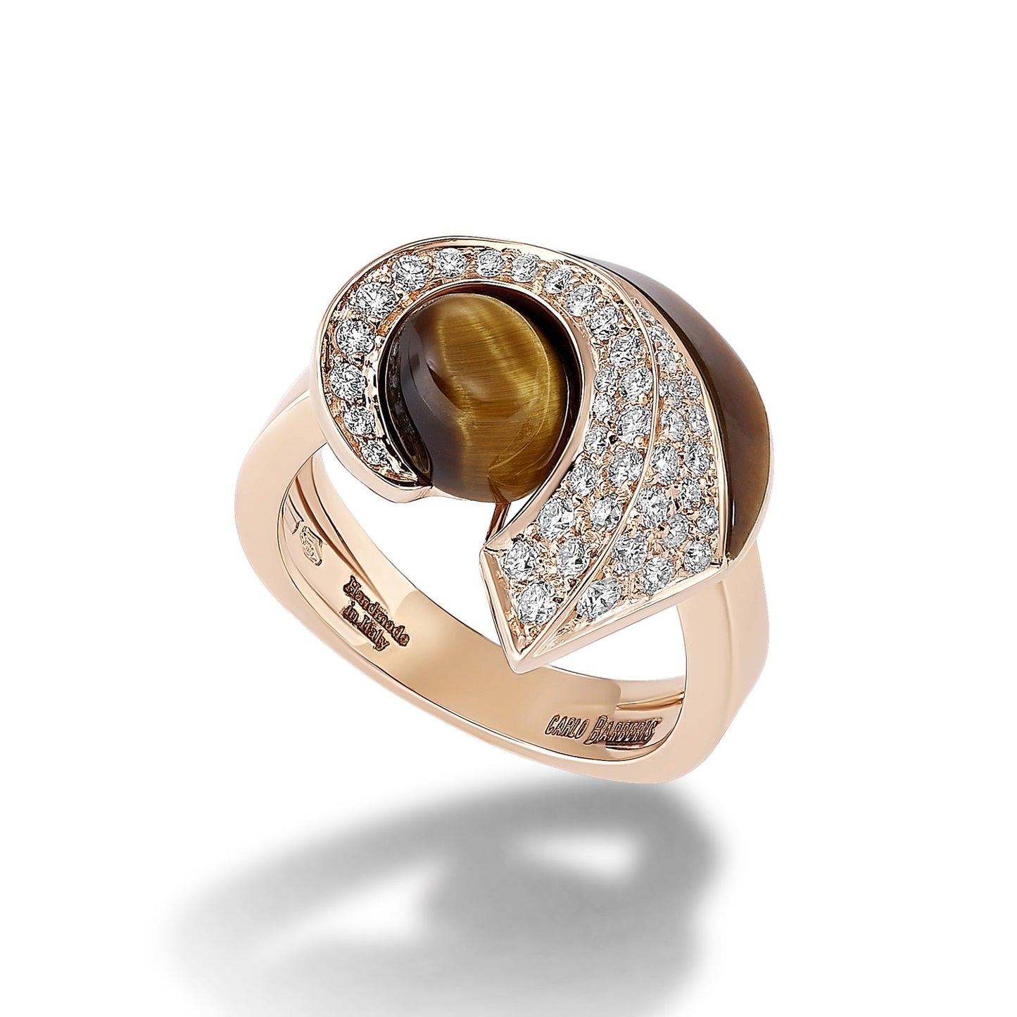 Curl Ring - Diamond & Tiger Eye