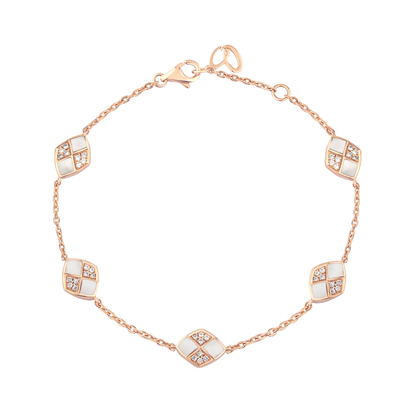 Geomatrica Anklet With MOP and Diamonds