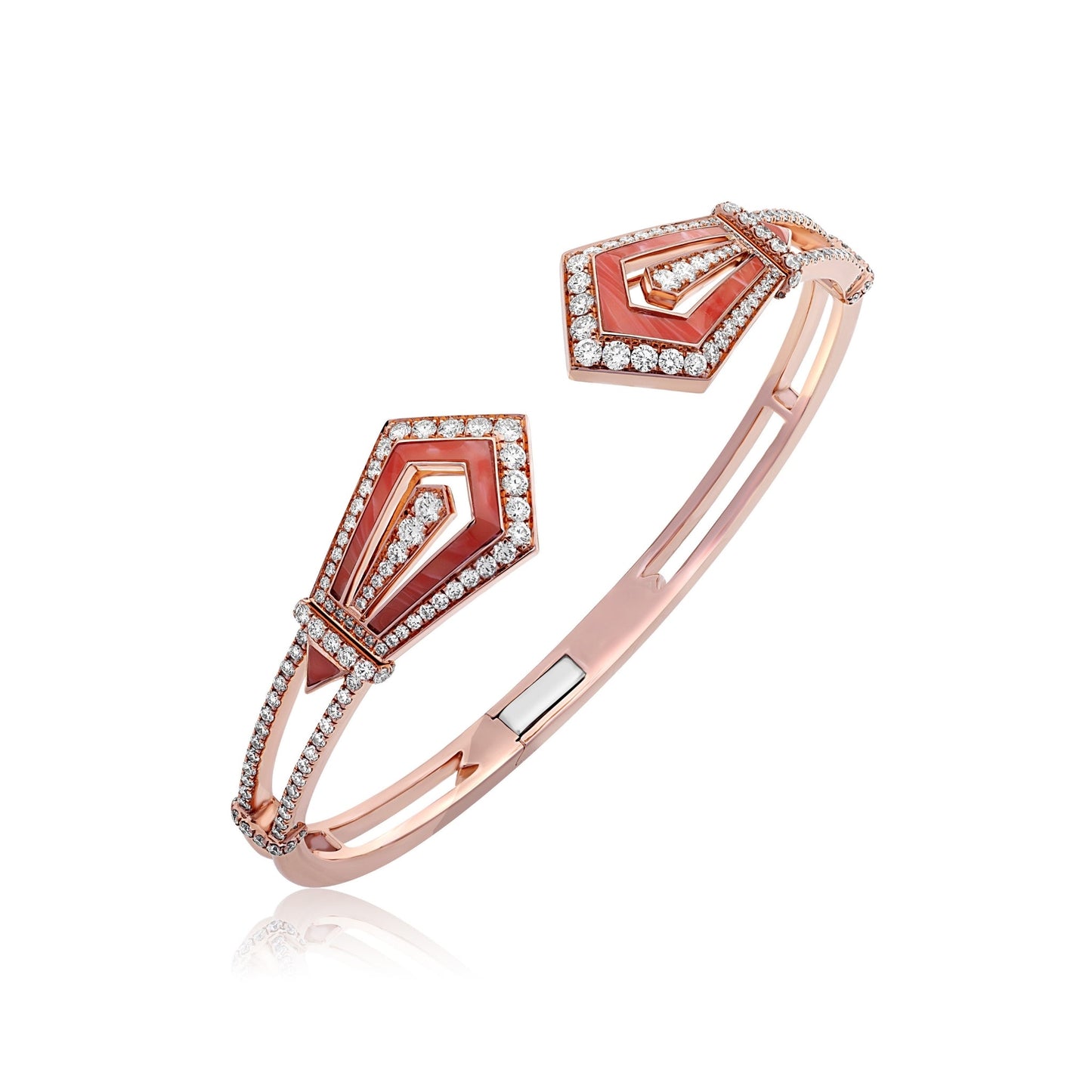 Art Deco Pink Coral Open Bangle