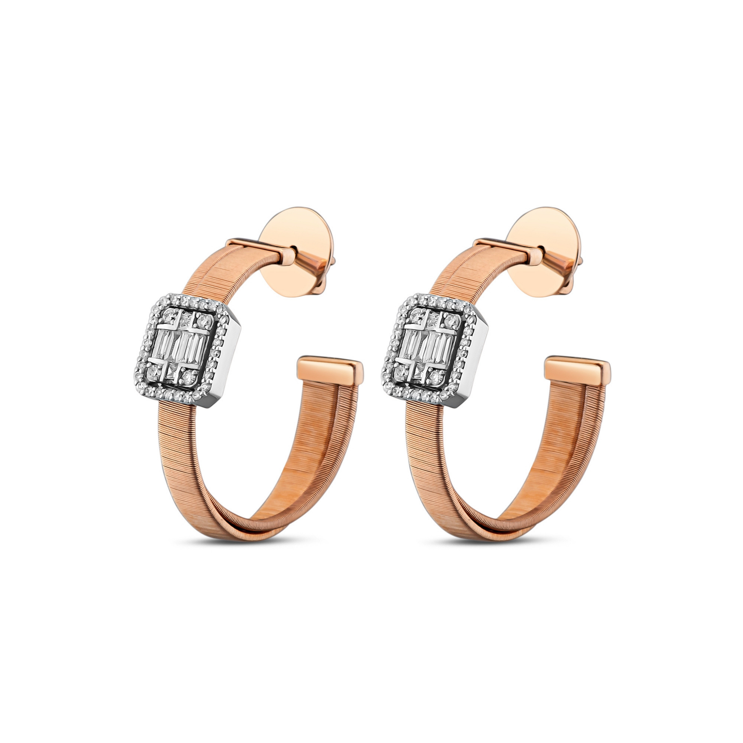 Silk 18K Rose Gold Classic Diamond Earrings