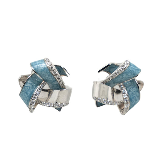 Onda Enamel Earring, White Gold