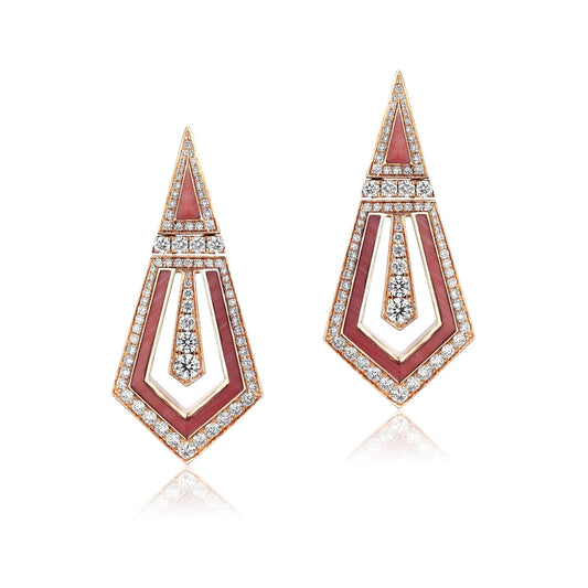 Art Deco Pink Coral Earrings