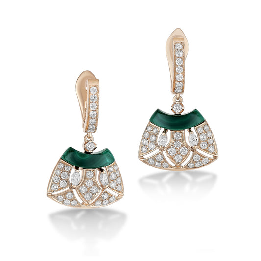 Ballerina Earrings - Diamond & Malachite