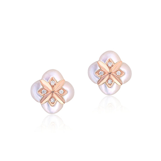 Geometric Cushion MOP Stud Earrings
