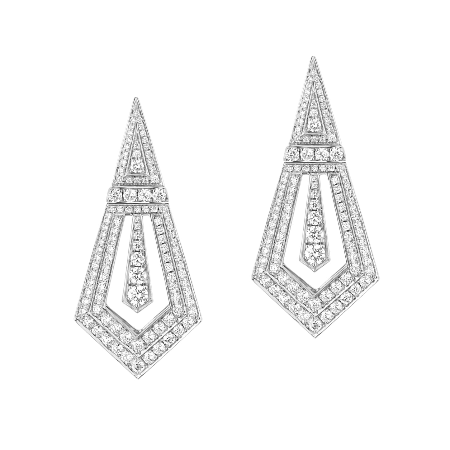 Art Deco Diamond Earrings, White Gold