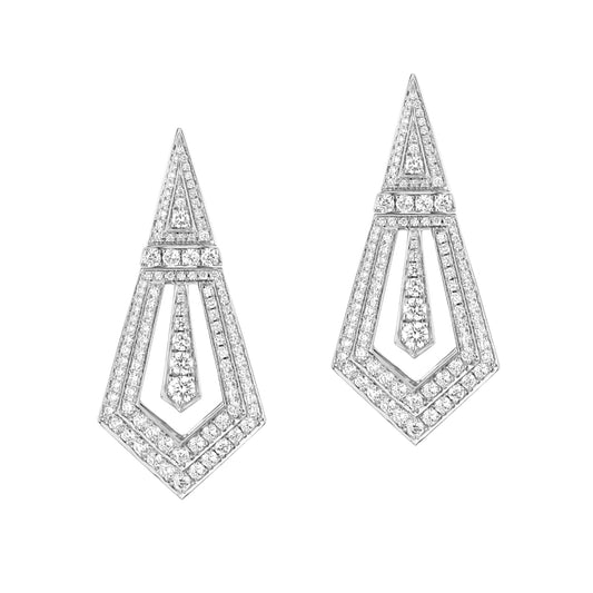 Art Deco Diamond Earrings, White Gold