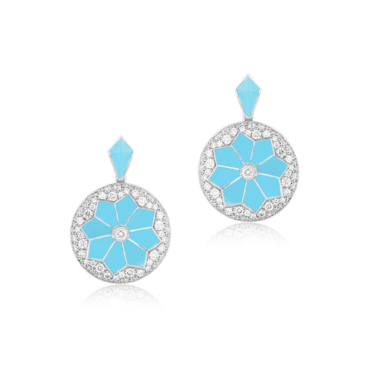 Rose Turquoise Round Earrings