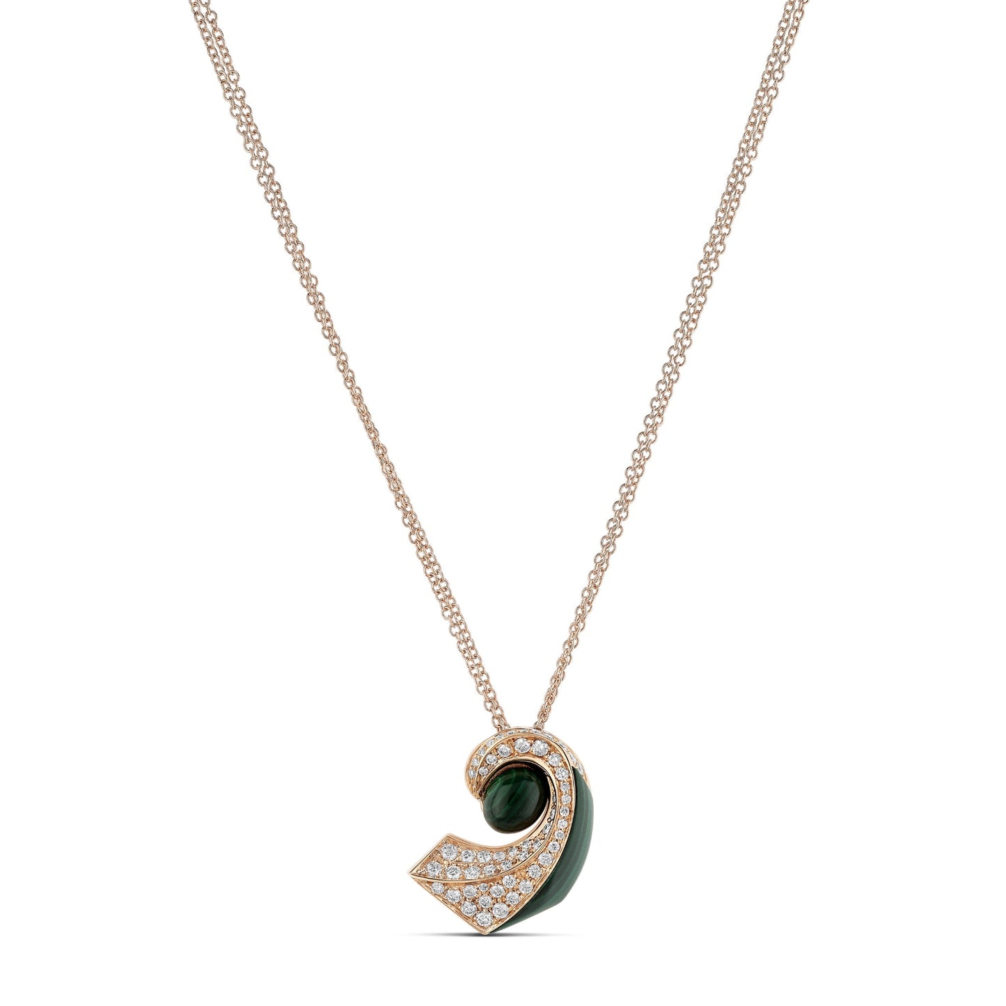 Curl Necklace - Diamond & Malachite