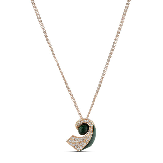Curl Necklace - Diamond & Malachite