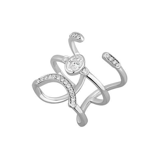 Elegant Diamond Nail Ring, Twist