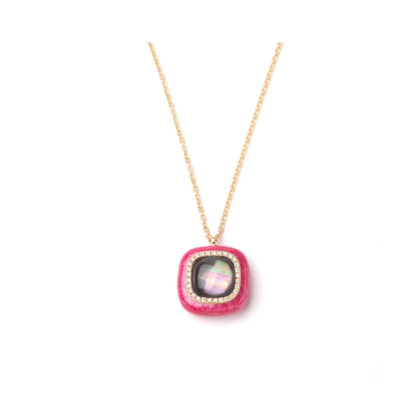 Mistica Fucsia Enamel & Black Mop Pendant