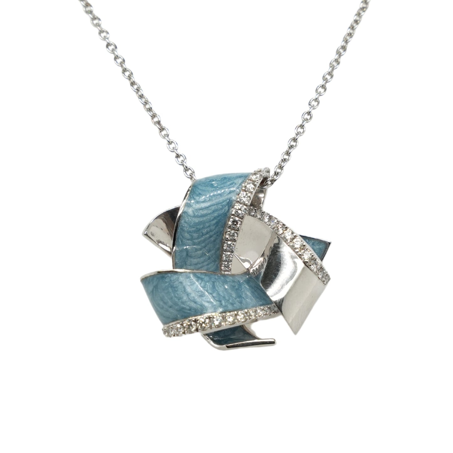 Onda Enamel Pendant, White Gold
