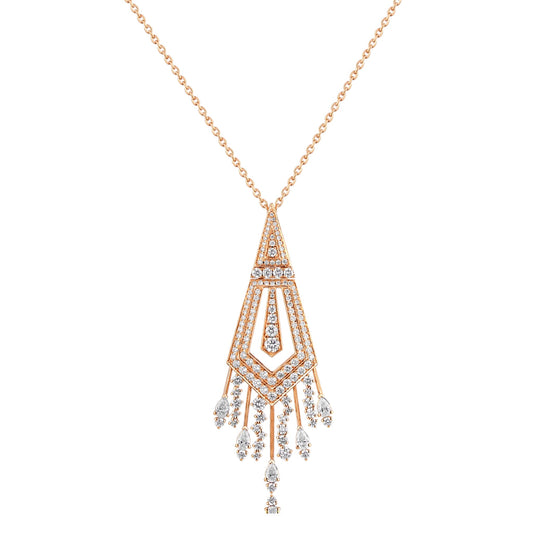 Art Deco Diamond Pendant - Big, Rose Gold