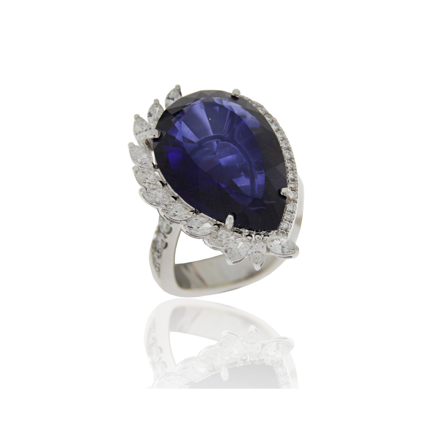 Shine 18K White Gold Ring with Diamond and Fluorite