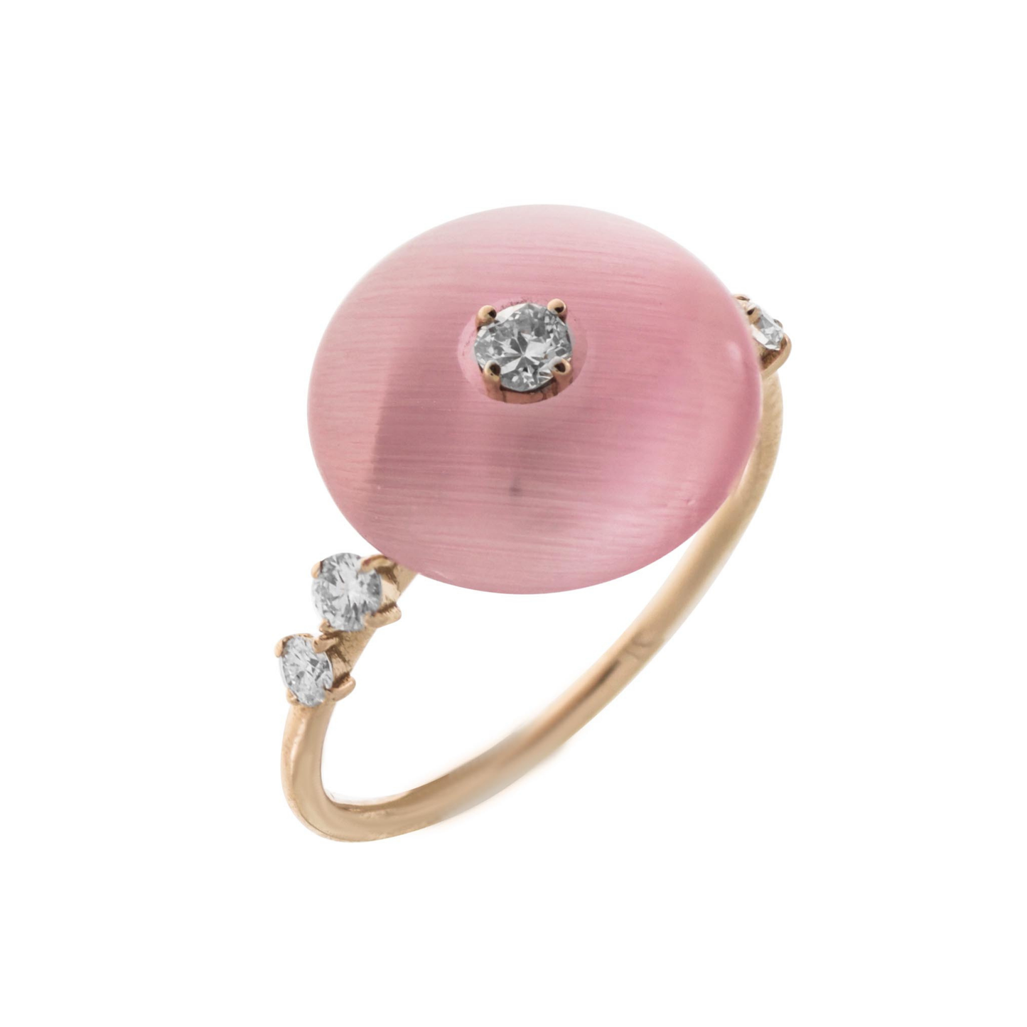 Venus 18KW Ring with Diamond & Pink Quartz