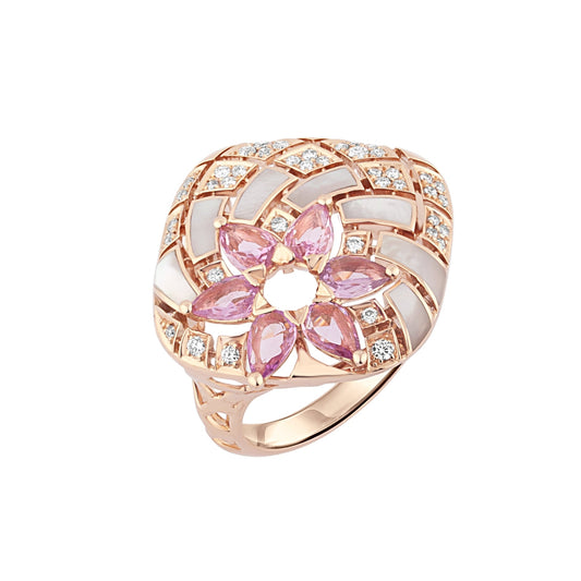 Cushion Geomatrica Pink Saphire Ring