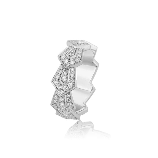 Art Deco Eternity Diamonds Ring ,White Gold
