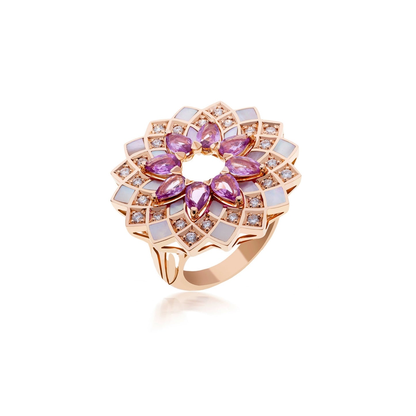 Classic Geomatrica Pink Saphire Ring, L Model
