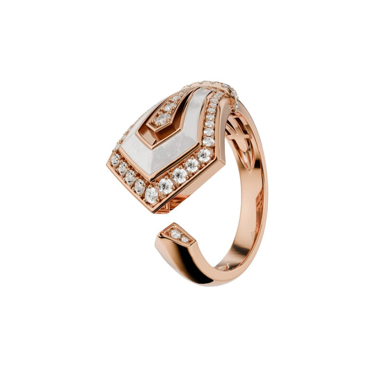 Art Deco Diamonds MOP Open Ring